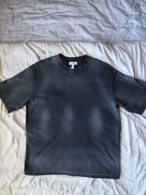 COS Oversized Heavyweight Washed Cotton T-Shirt Mens M Charcoal Faded Crewneck